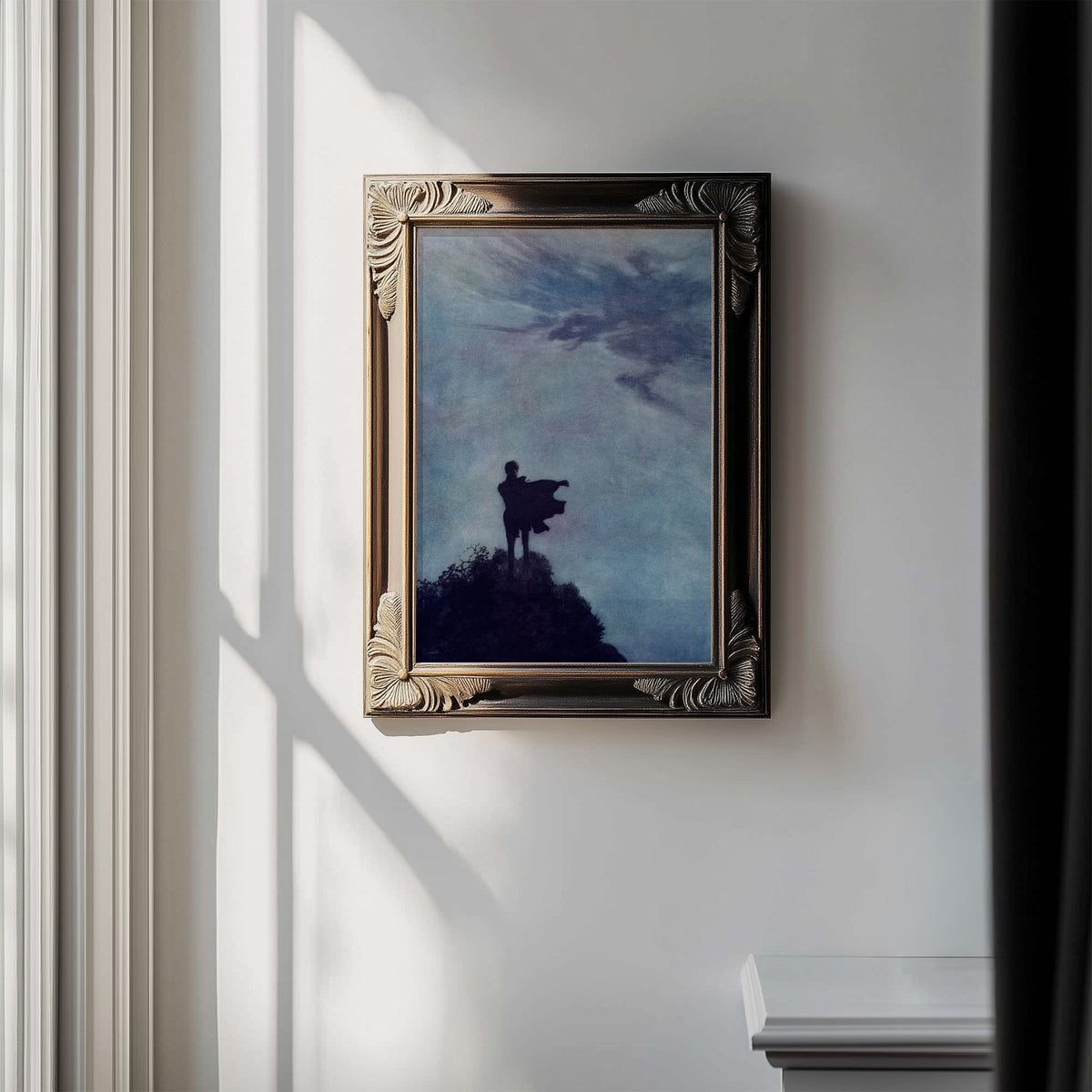 Alone, Edgar Allan Poe illustration by Edmund Dulac, framed print mockup