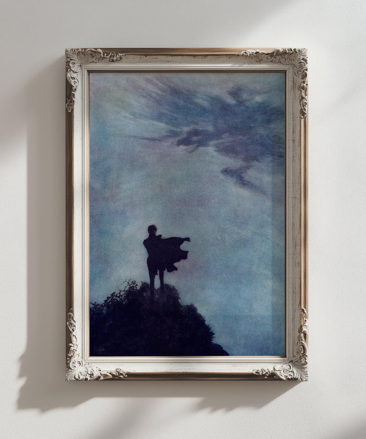 Alone, Edgar Allan Poe illustration by Edmund Dulac, framed print alternate mockup