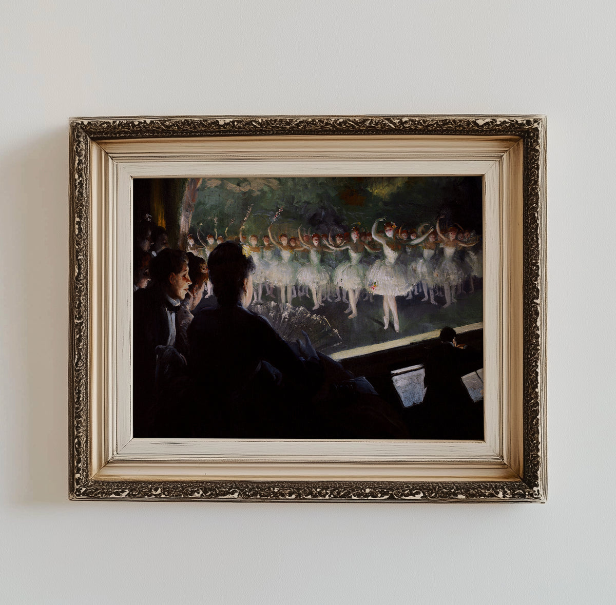The White Ballet by Everett Shinn, framed in a modern living room